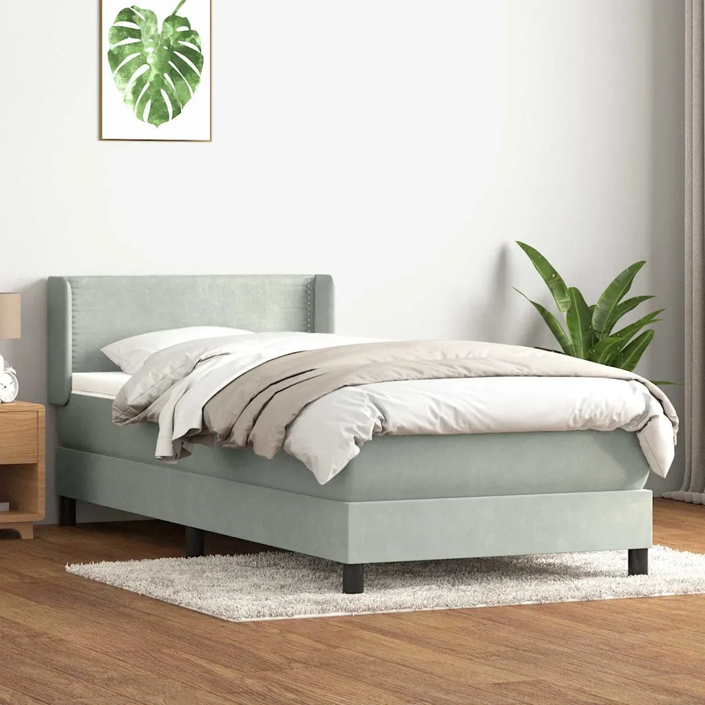 Giroletto a Molle con Materasso Grigio Chiaro 80x210 cm Velluto 3318009