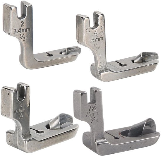 Accessorio di naia per uso industriale - Rolzoom in acciaio inossidabile per piede di naia - 4 pezzi - Alta qualità e durata - Adatto per tavoli da cucito a piano orizzontale