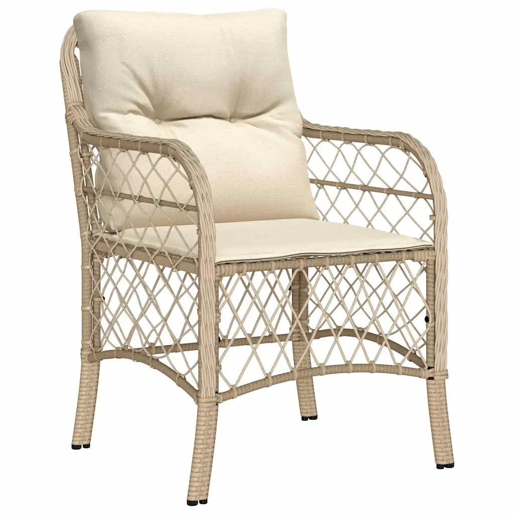 Set da Pranzo per Giardino con cuscino 7 pcs Beige polyrattan
