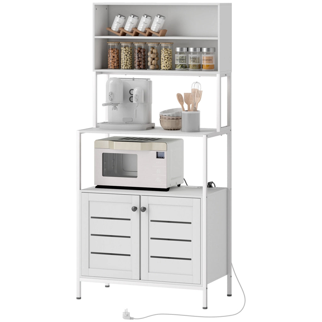 Mobile da Cucina con Presa di Corrente ¨C Xylo ¨C 2 Porte USB 2 Ante Scomparti Bianco