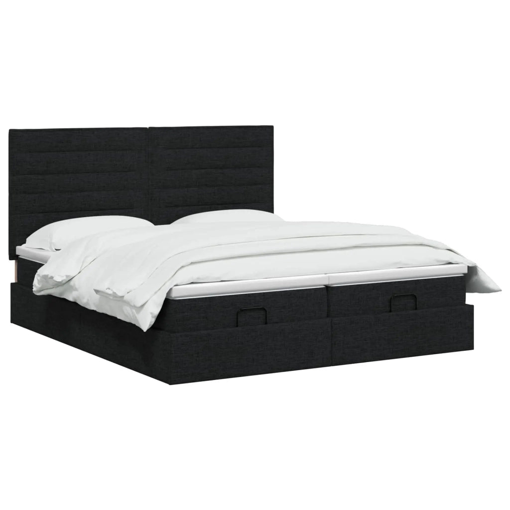 Letto ottomano con materasso con testiera 2 pz Nero Tessuto 3457829