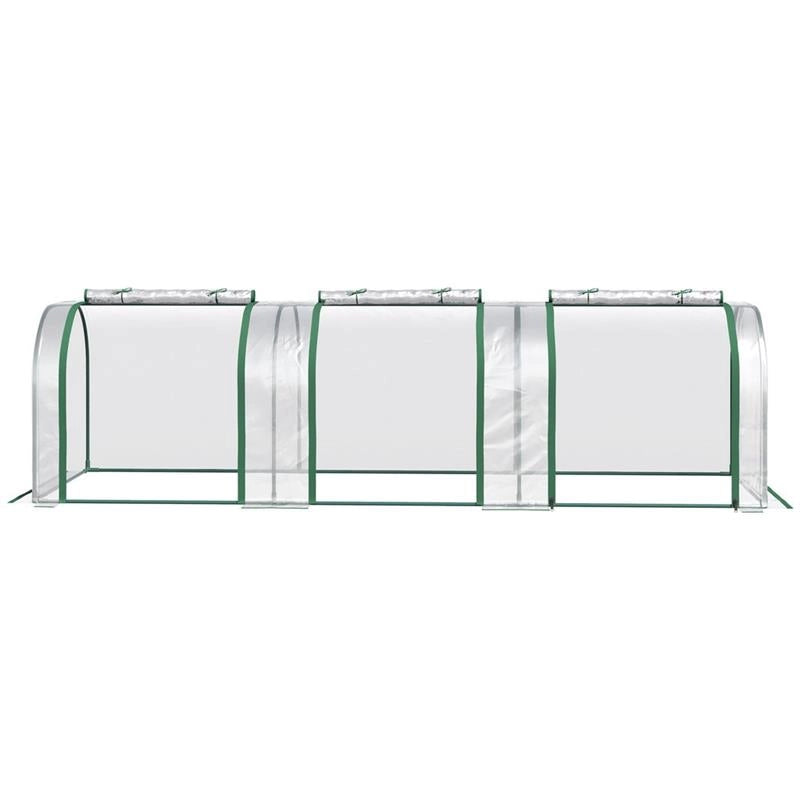 SERRA A TUNNEL IN PVC TRASPARENTE E ACCIAIO CON PORTE A CERNIERA 295X100X80 CM