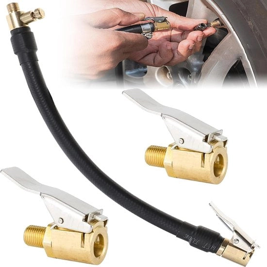 Pompa per gomme con adattatore di 40cm - Adattatore di pompa per gomme con blocco di sicurezza, pompa per gomme con adattatore di 2 pezzi in ottone, connettore di valvola di pompa per gomme - per bicicletta, motocicletta, auto, sgonfiatore