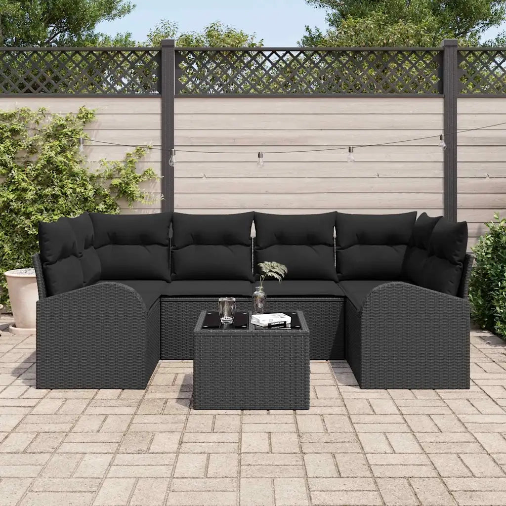 Set Divano da Giardino Nero 55 x 55 x 37 cm polyrattan 3345943