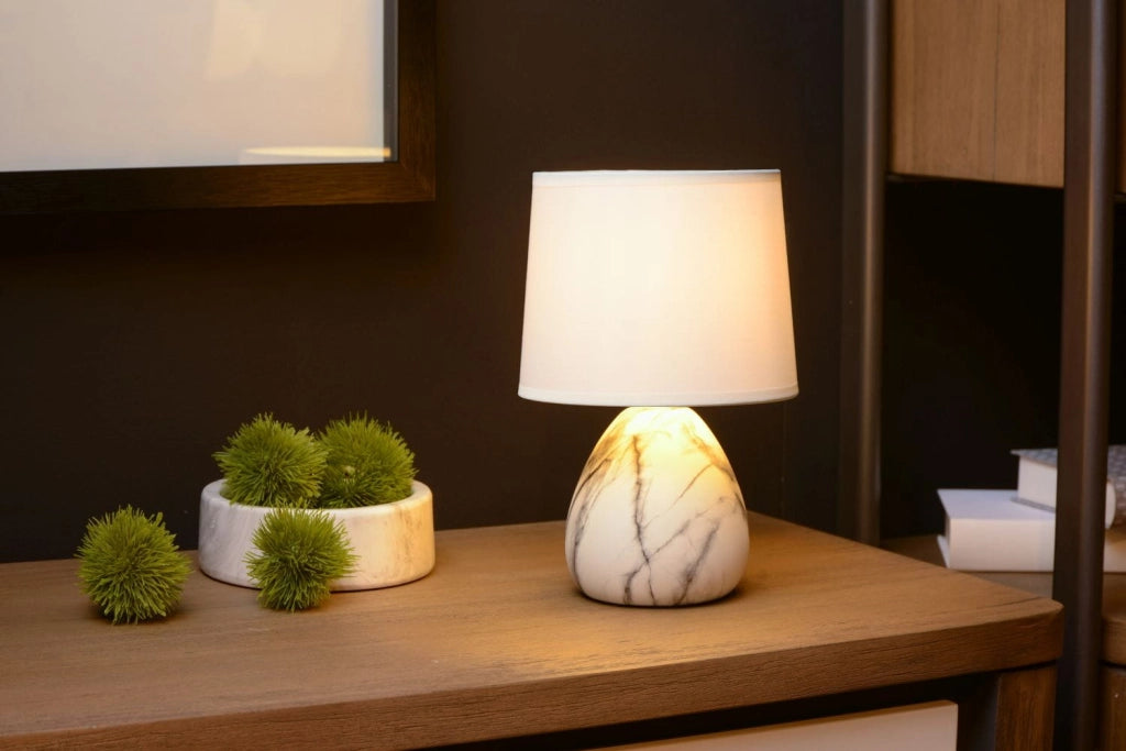 Lampada da tavolo Lucide Marmo bianca E14 40W 25,5cm