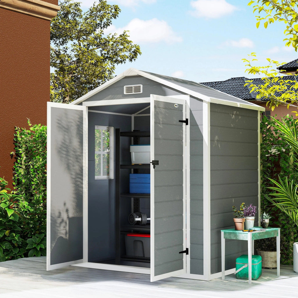 Casetta da Giardino ¨C zephmum ¨C Grigio, PP e Alluminio, 183x134x210 cm