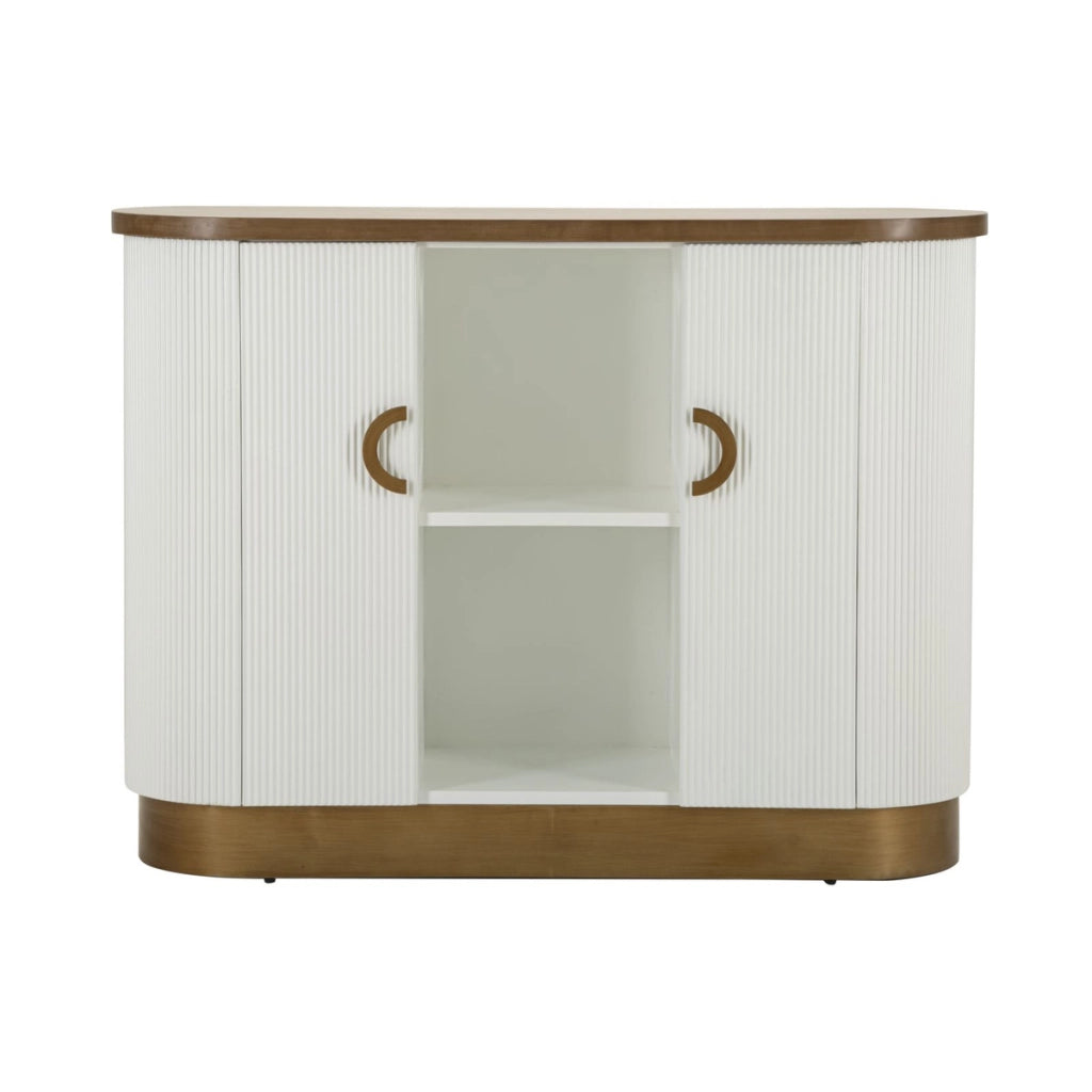 Mobile Tolosa in MDF, frassino e ferro bianco e oro 121x41x90 cm