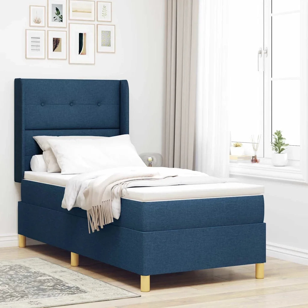 Letto a molle con materasso Blu 140 x 200 cm Tessuto