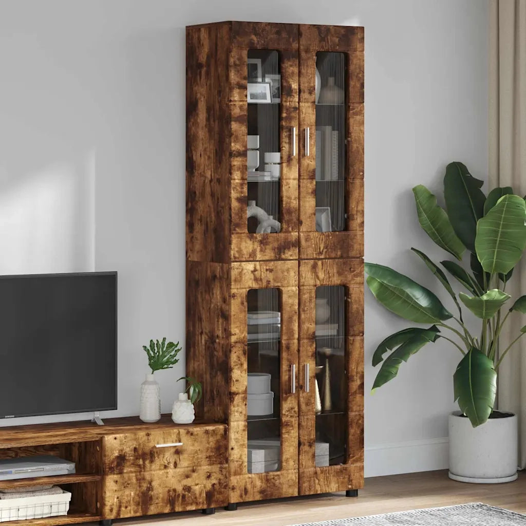Credenza | Madia | Buffet da pranzo | Armadio da pranzo FLORIN Rovere fum¨¦ 60 x 35 x 182 cm Legno multistrato