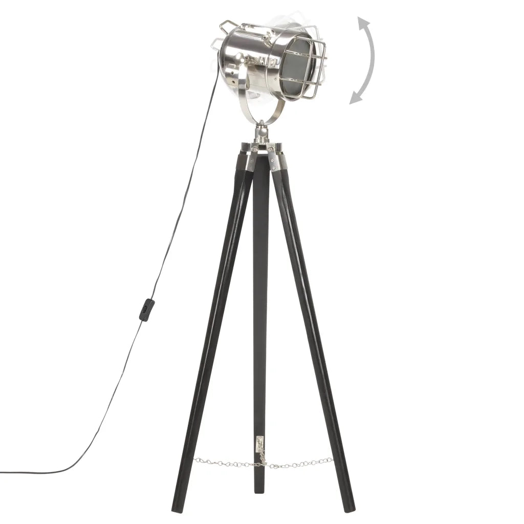 Lampada a Treppiede a Pavimento Nera in Legno di Mango 97 cm 286110