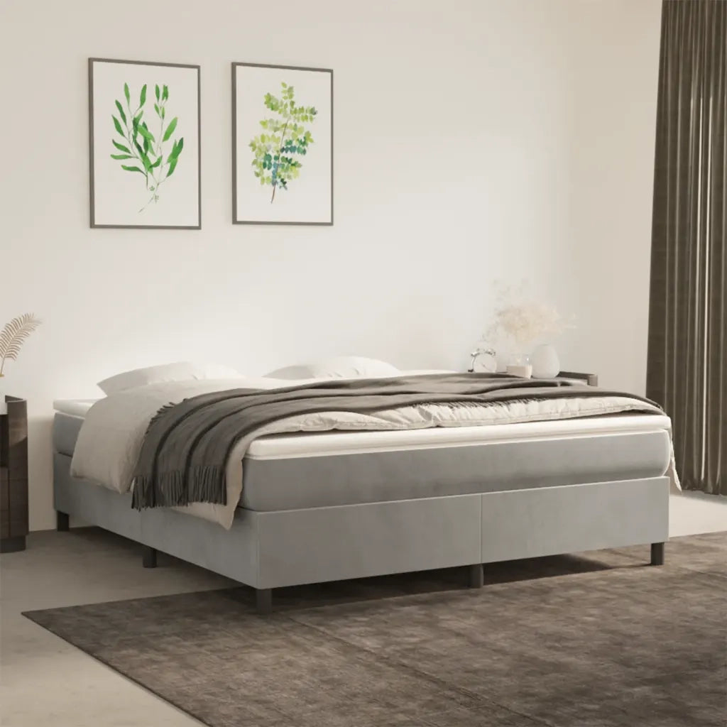 Struttura Letto a Rete a Molle Grigio Chiaro 180x200 cm Velluto 3121132