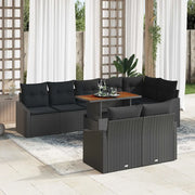 Set Divano da Giardino con archiviazione 9 pcs Nero Poly Rattan