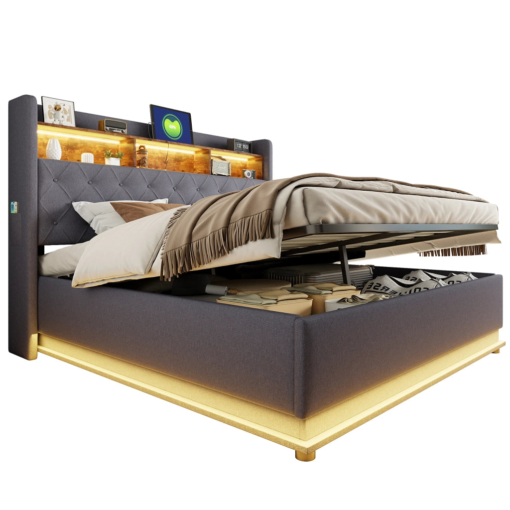 letto imbottito lino grigio 180 x 200 cm