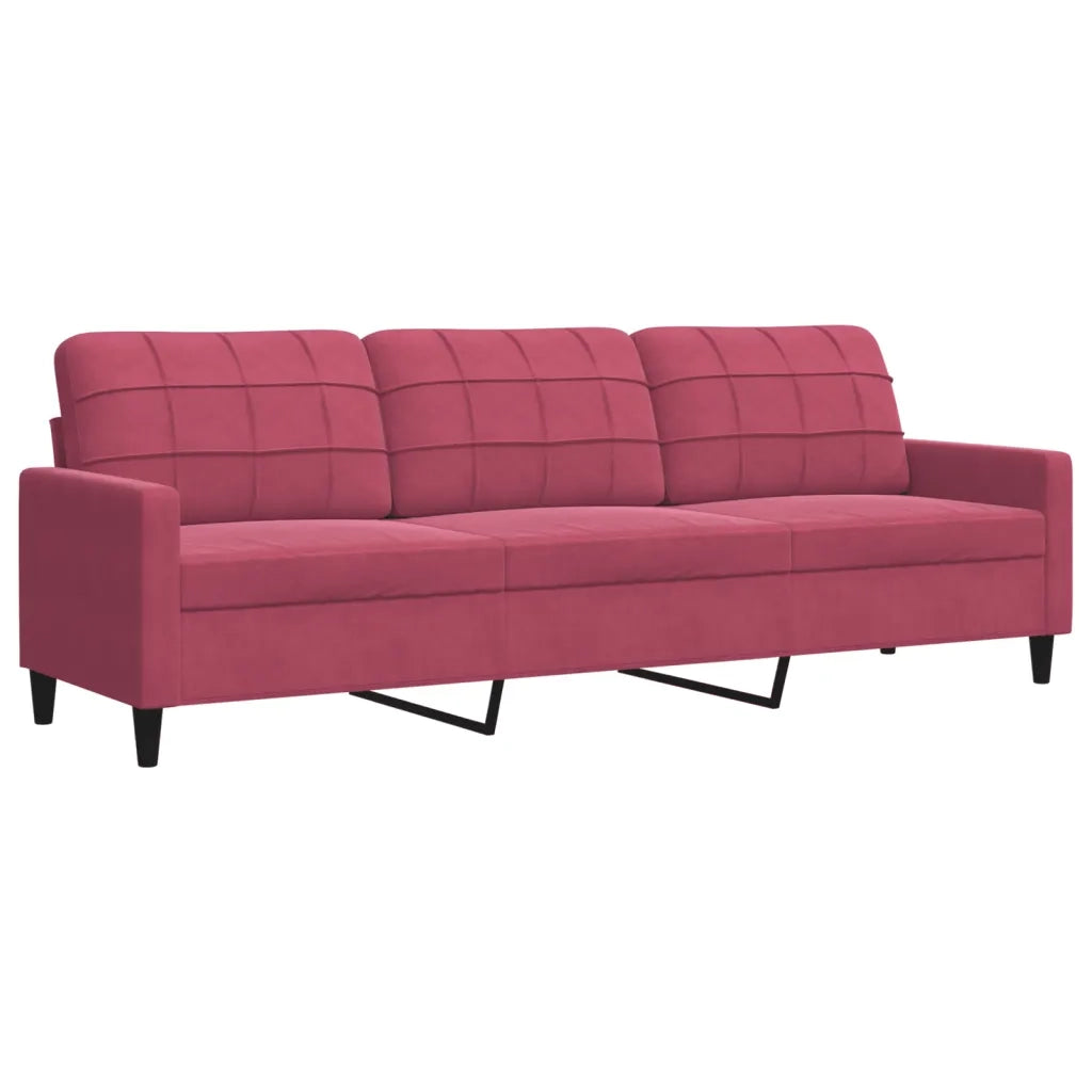 Set di Divani 3 pz con Cuscini Rosso Vino in Velluto 3278485