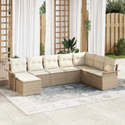 Set Divano da Giardino con cuscino 8 pcs Beige polyrattan