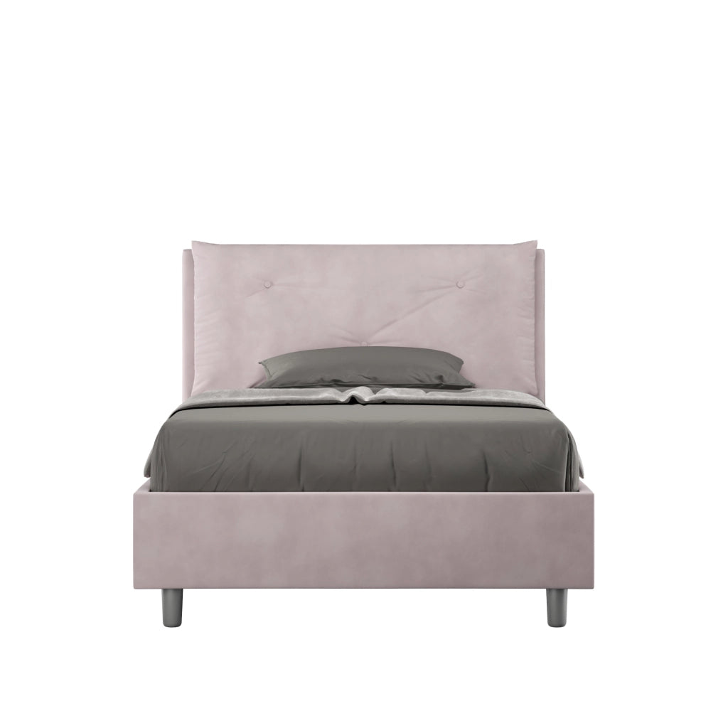BS COM Letto una piazza e mezza senza rete imbottito 130x210 microfibra glicine Large