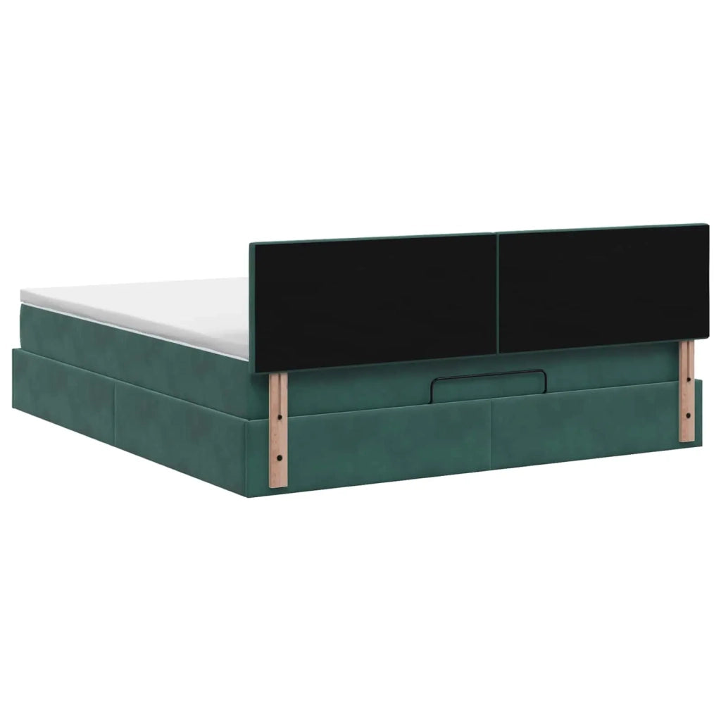 Letto Ottomano con Materasso e LED Verde Scuro 180 x 200 cm 3457230