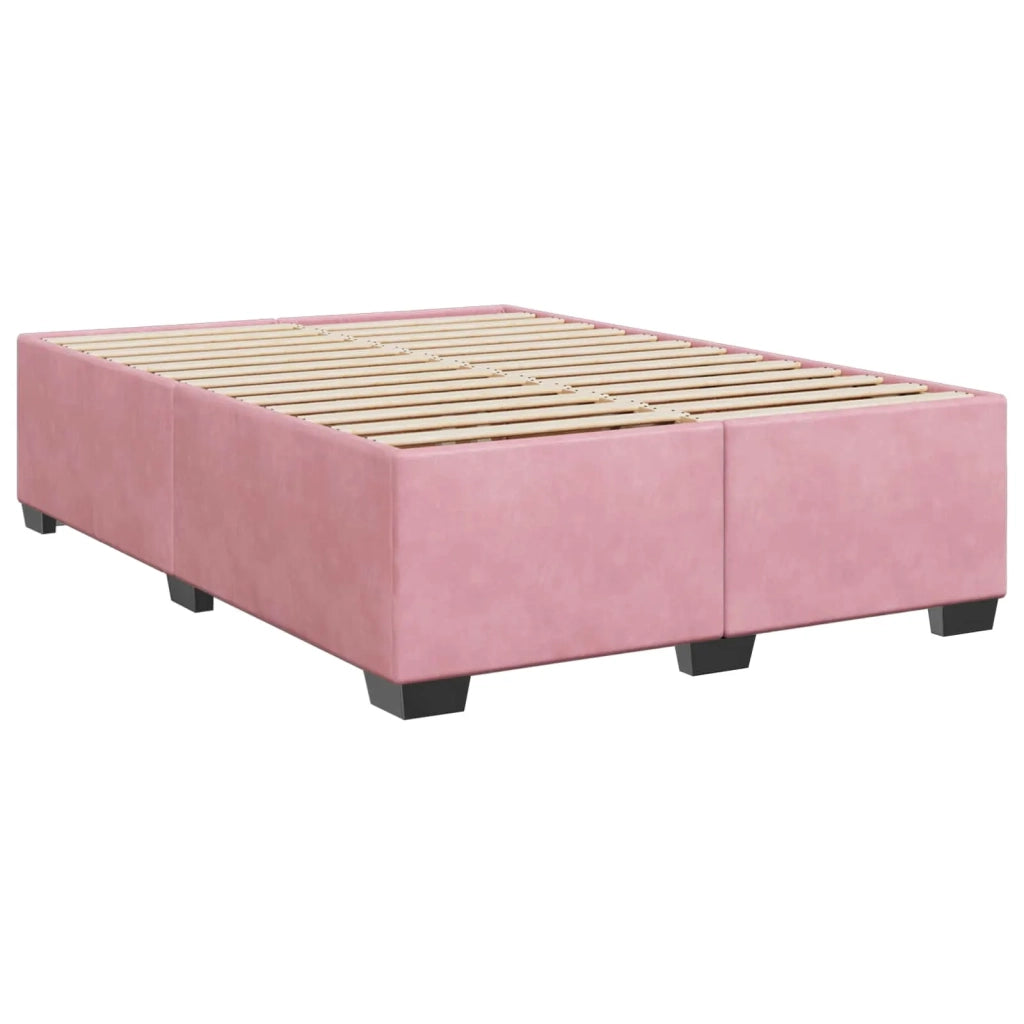 Letto box spring con materasso Rosa 140 x 200 cm Velluto 3450727