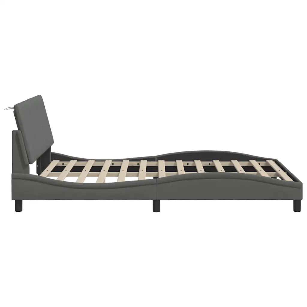 Letto matrimoniale | Letto per adulti | Giroletto senza Materasso Hanko Grigio Scuro 140x200 cm Tessuto