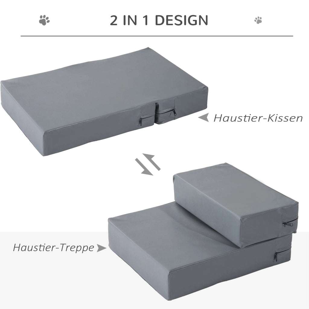 Scala per animali domestici pieghevole 2 gradini ¨C Minimal ¨C Grigio 20 cm