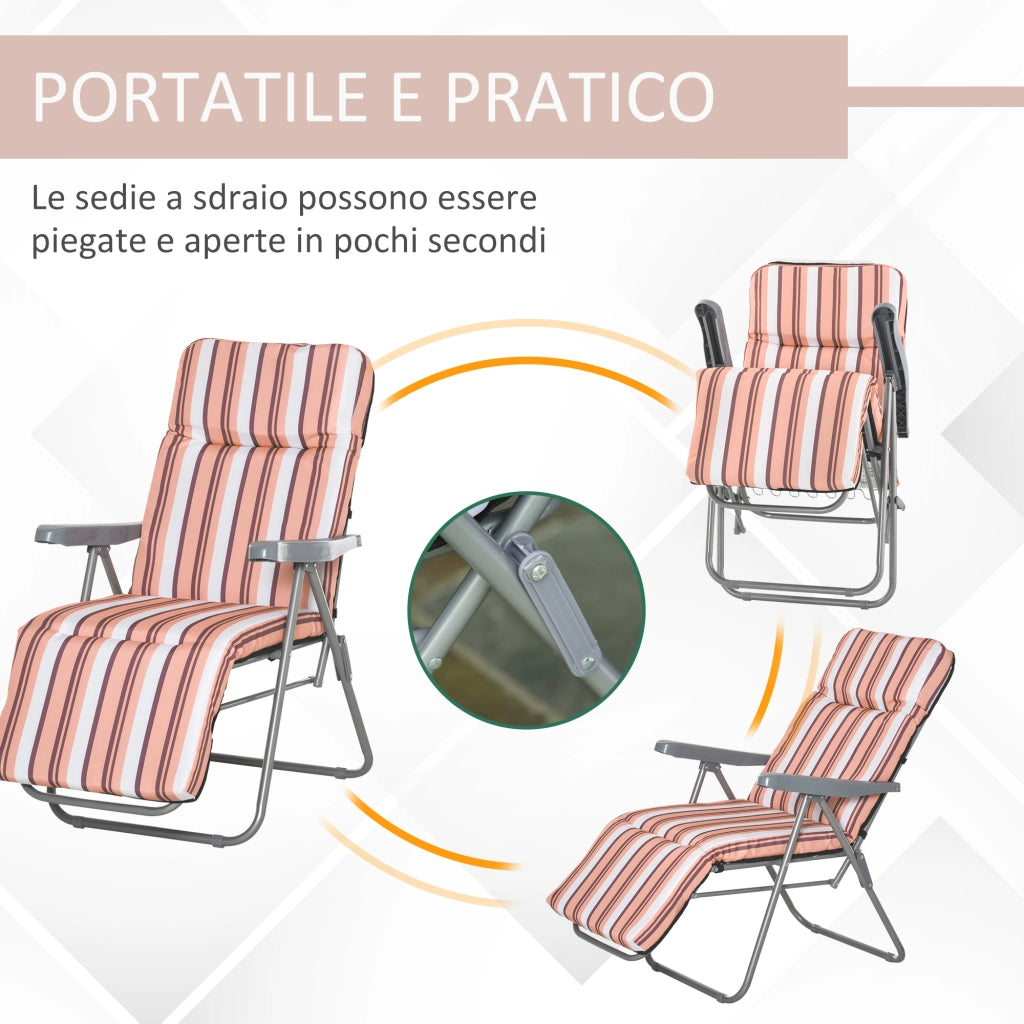 Sedia Sdraio Set 2 Pezzi ¨C zephmum ¨C Grigio Arancione 60x75x102 cm