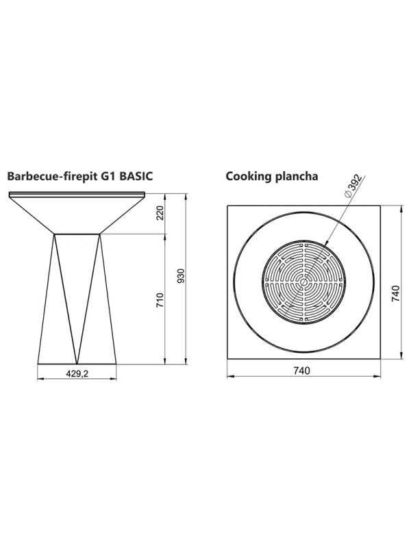 Braciere da giardino, Barbecue con griglia in acciaio - G1 Basic corten
