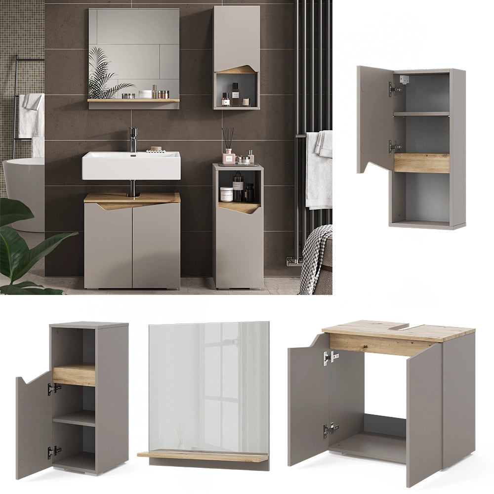 Vicco Combinazione di mobili da bagno Grigio 4 parti