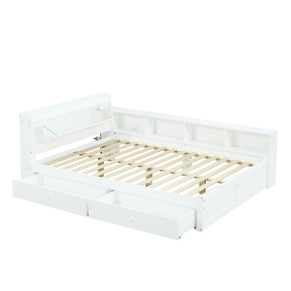 Letto matrimoniale - Xylo - 140x200 cm USB bianco
