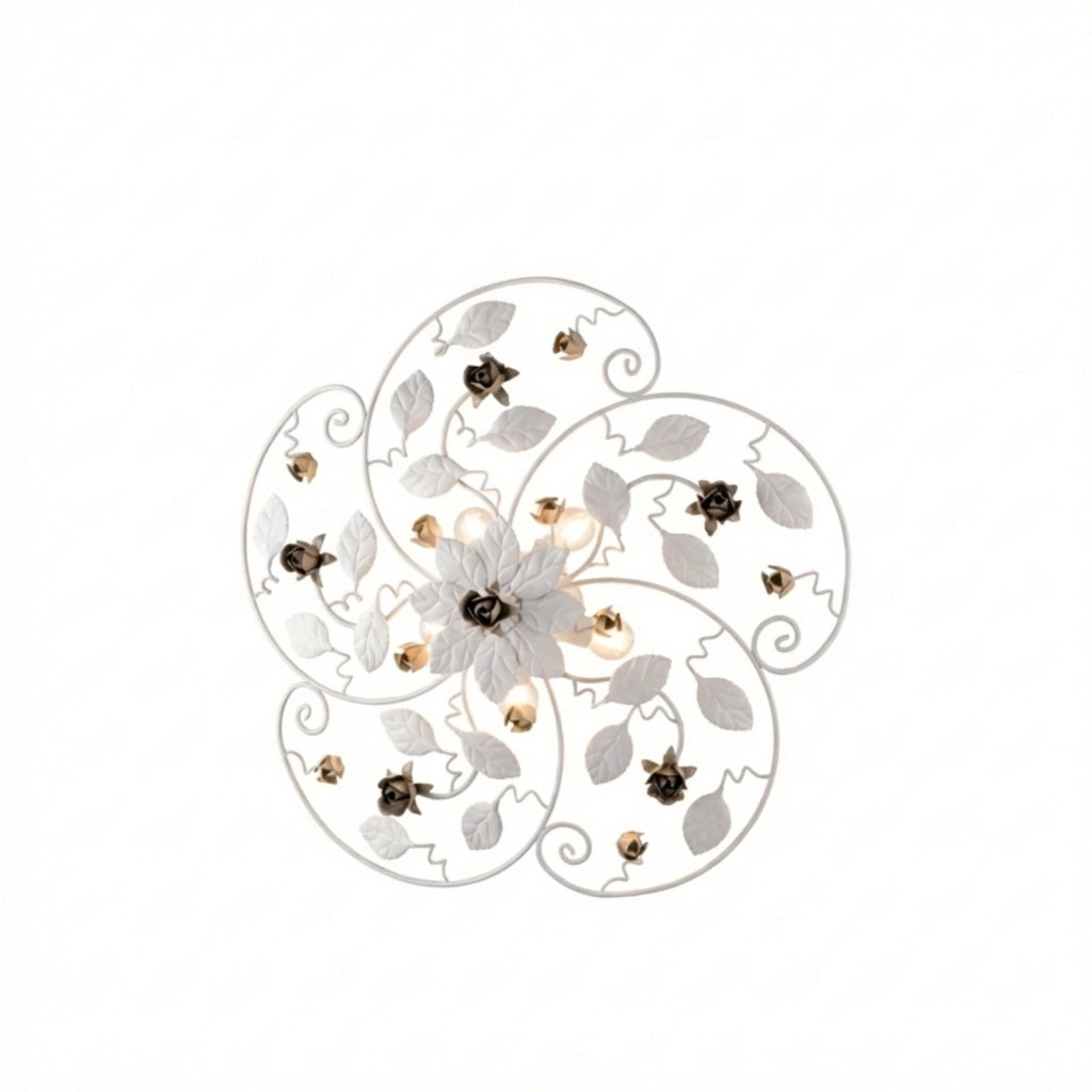 Plafoniera Shabby Chic Bella Metallo Bianco 5 Luci E14