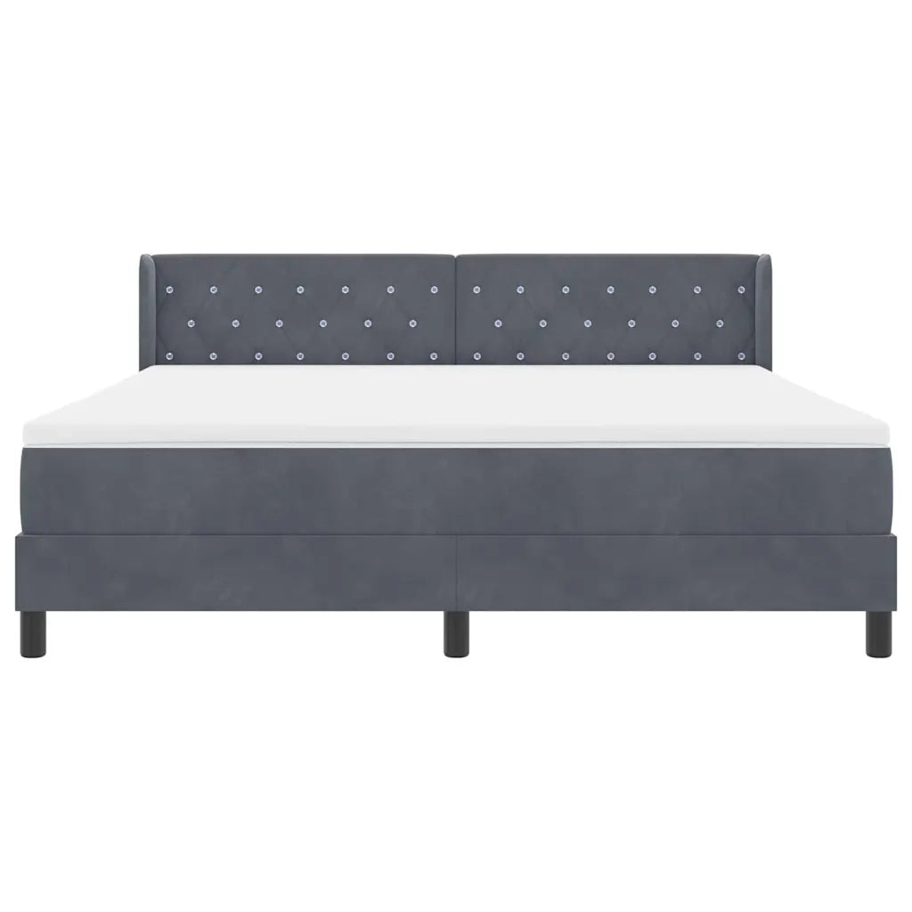 Letto a molle con testiera Grigio scuro 200 x 180 cm Velluto 3341427