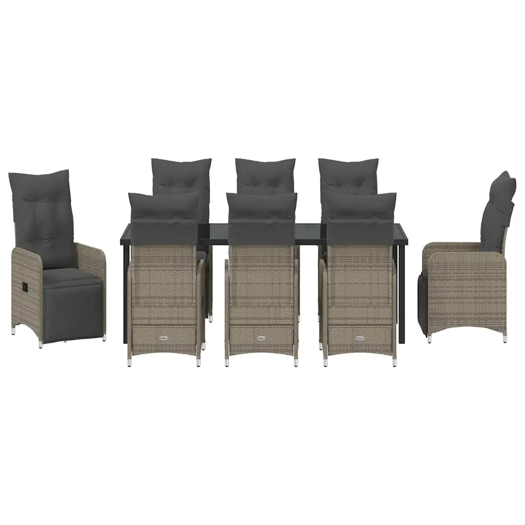 Set da Pranzo per Giardino con cuscino 9 pcs Beige polyrattan 3379687