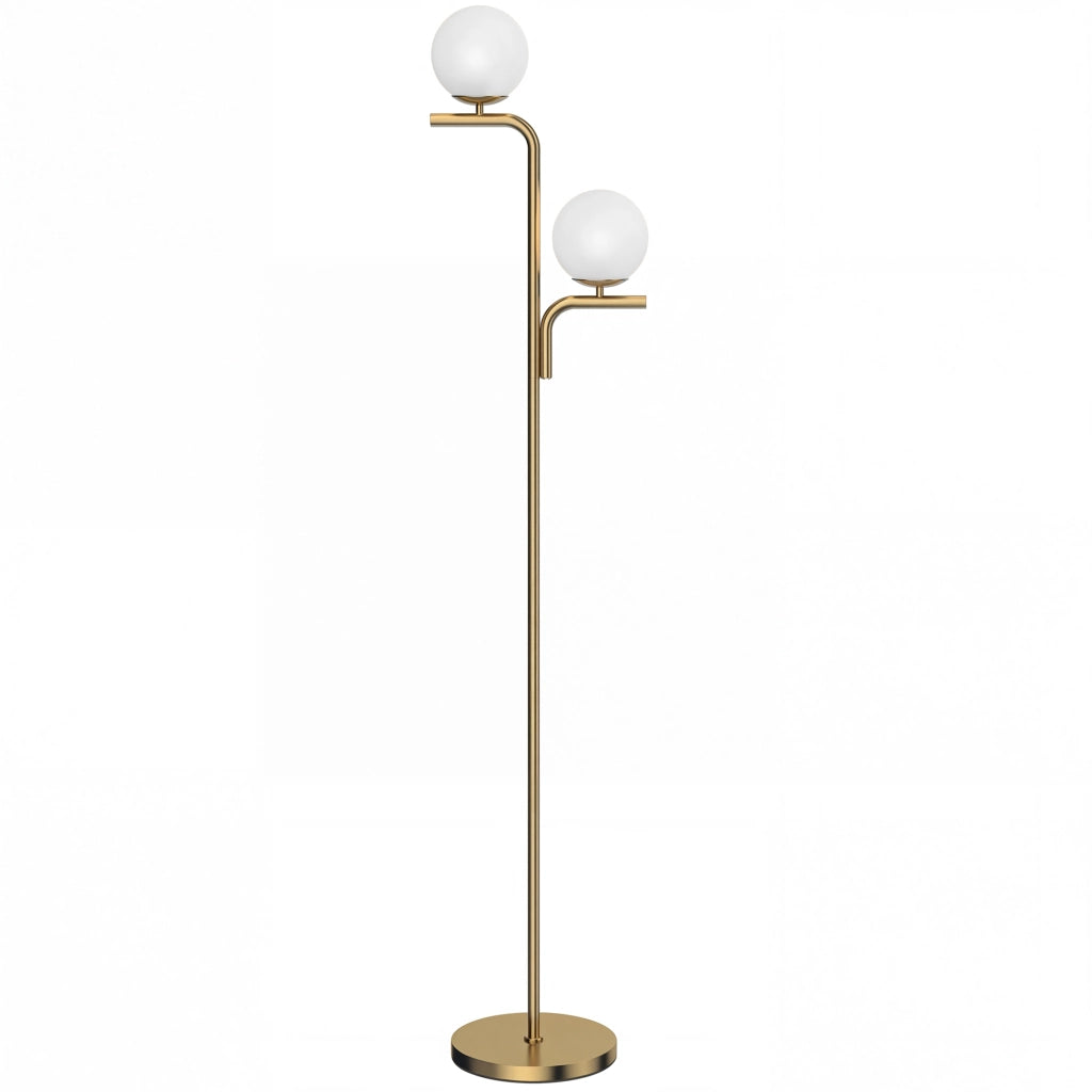 Lampada da Terra a Due Teste ¨C Xylo ¨C Vetro Dorato, 3 Temperature di Luce