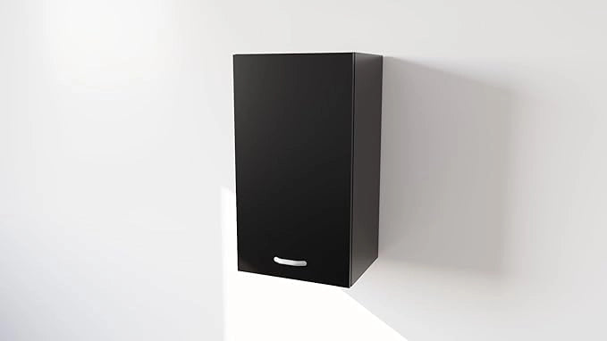 Pensile Cucina in Legno Nobilitato Nero Mobile Alto con 1 Anta, Pensile Componibile Moderno Made in Italy (H72XL60XP33cm)