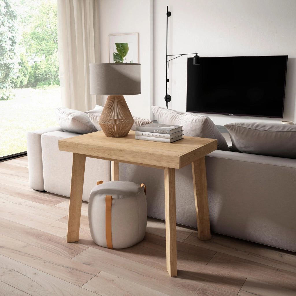 Consolle allungabile, 160x90x73cm, Per 8 persone, Gambe in legno, colore Rovere RF3043
