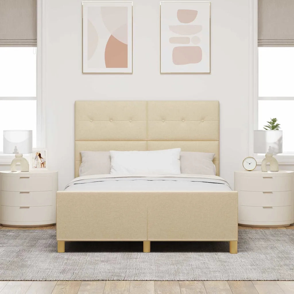 Struttura del letto con testiera Crema 140 x 190 cm Tessuto 3344730