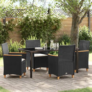 Set da Pranzo per Giardino 5 pcs Nero polyrattan