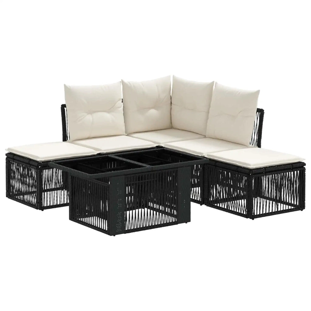 Set Divano da Giardino 6 pz Nero polyrattan 3436471