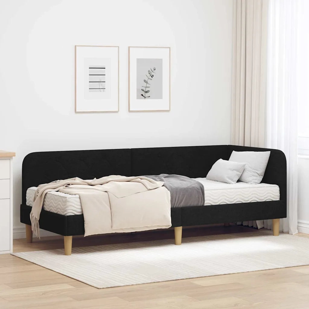 Cornice del letto ad angolo Nero 80 x 200 cm Tessuto 3394103