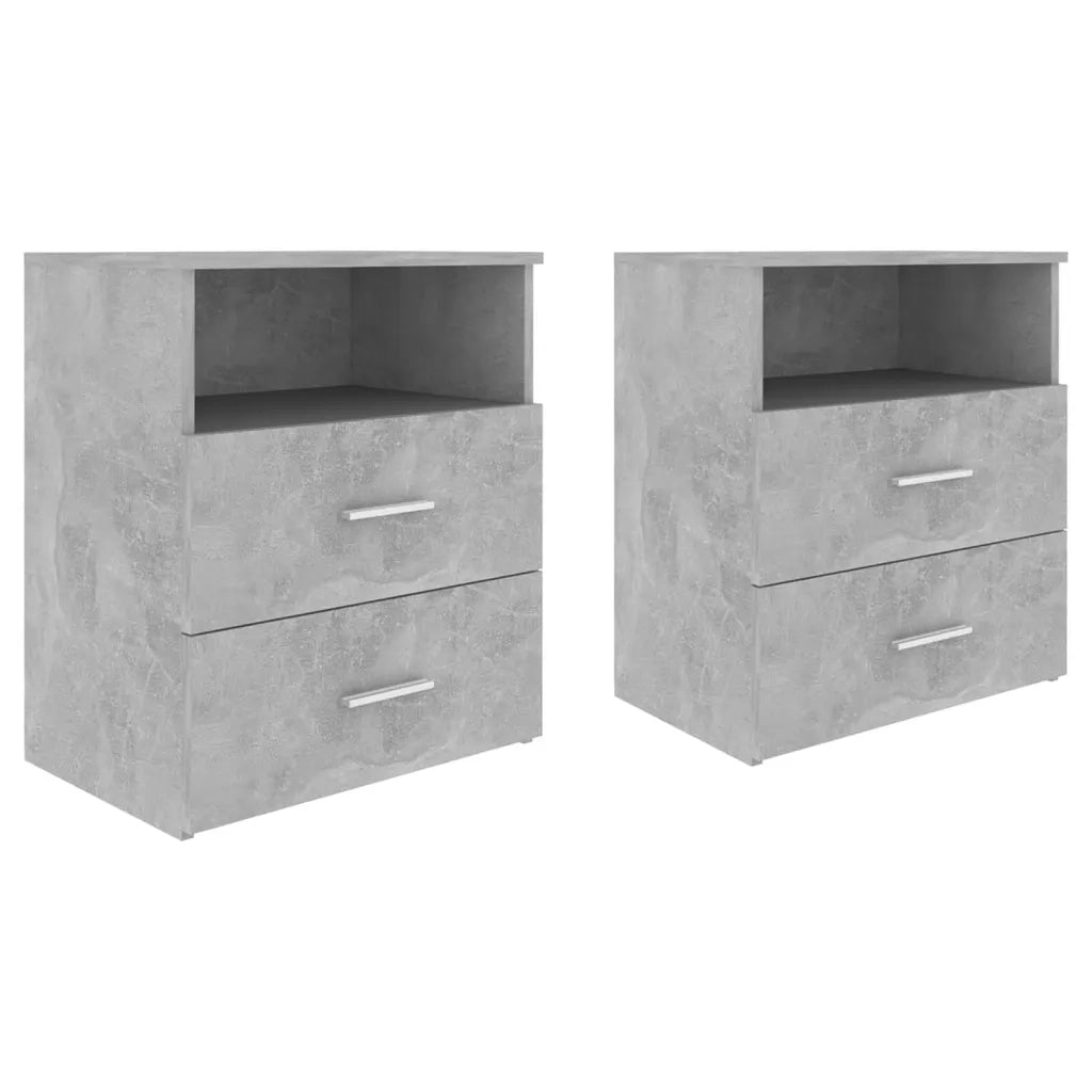 Comodini 2 pz-Set di 2 Tavolino da notte Grigio Cemento 50x32x60 cm