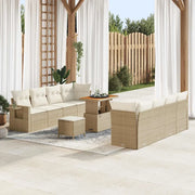 Set Divano da Giardino 11 pcs Beige e Crema polyrattan