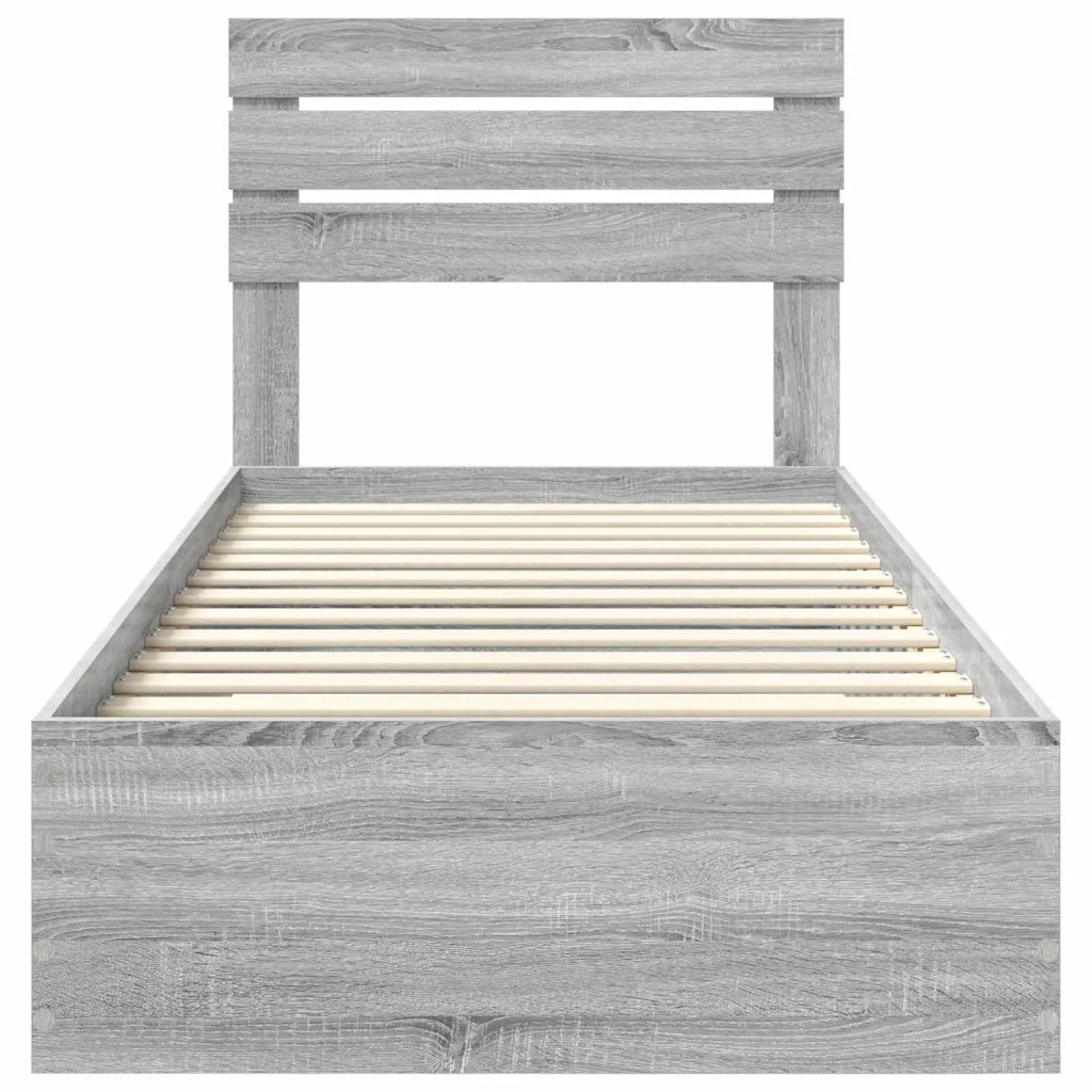 Struttura del letto-Giroletto Grigio Sonoma e Argento 75 x 190 cm 915522