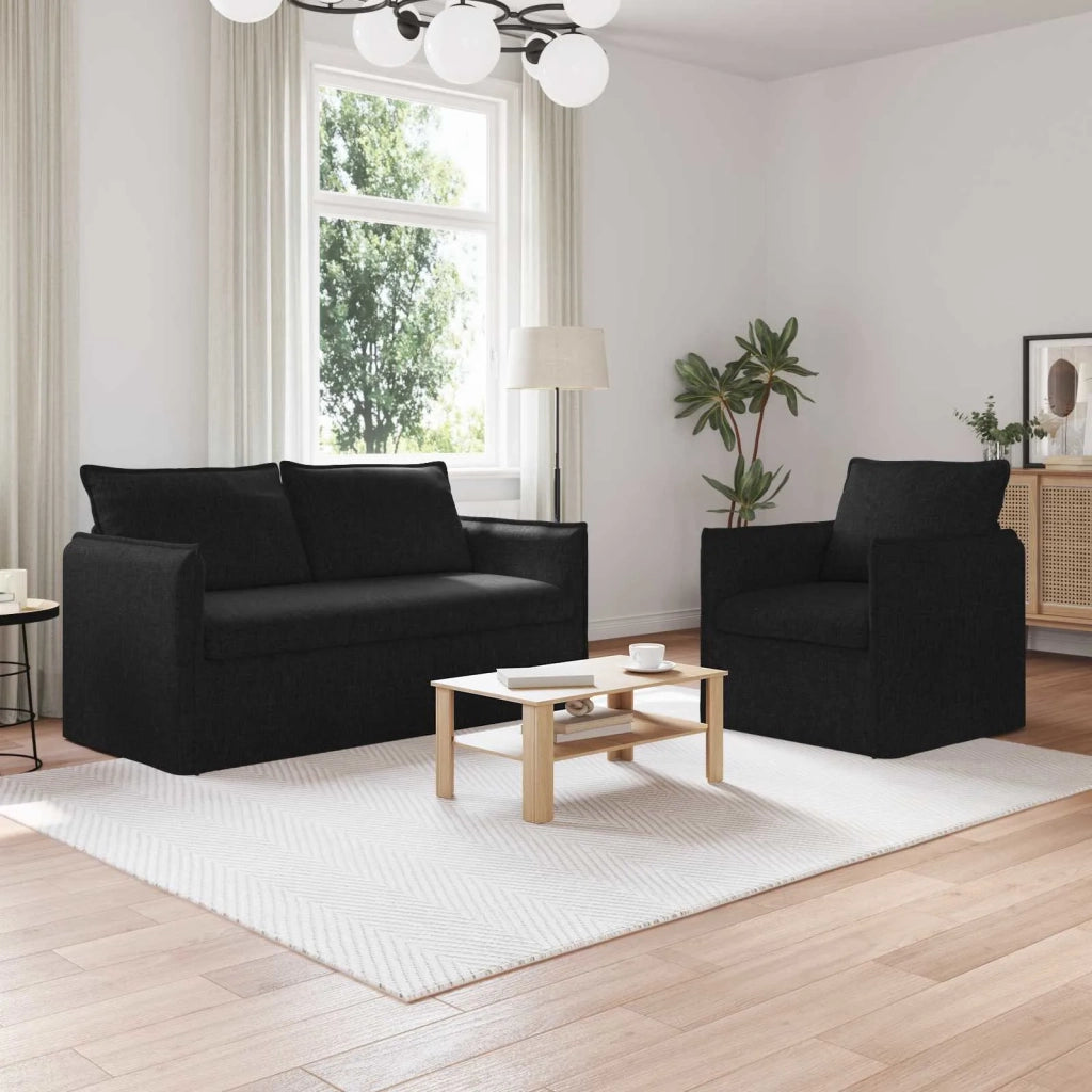 Set di divani 2 pcs Nero 156 x 82 x 85 cm Tessuto 3407569
