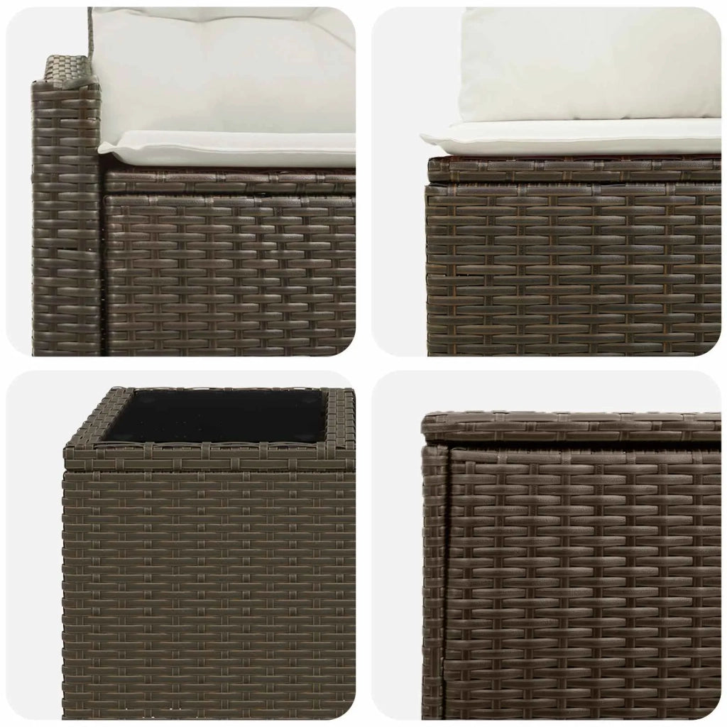 Set di divani 6 pz Marrone e Bianco Crema 3447292