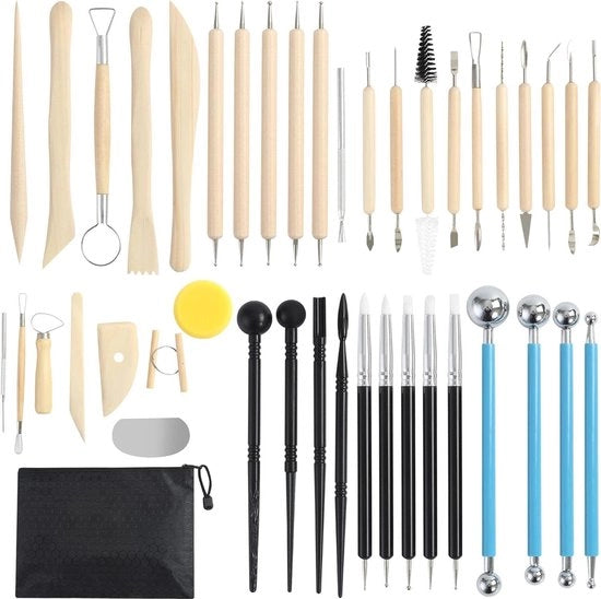 Set di strumenti in ceramica con borsa 43 pezzi per modellazione e decorazione
