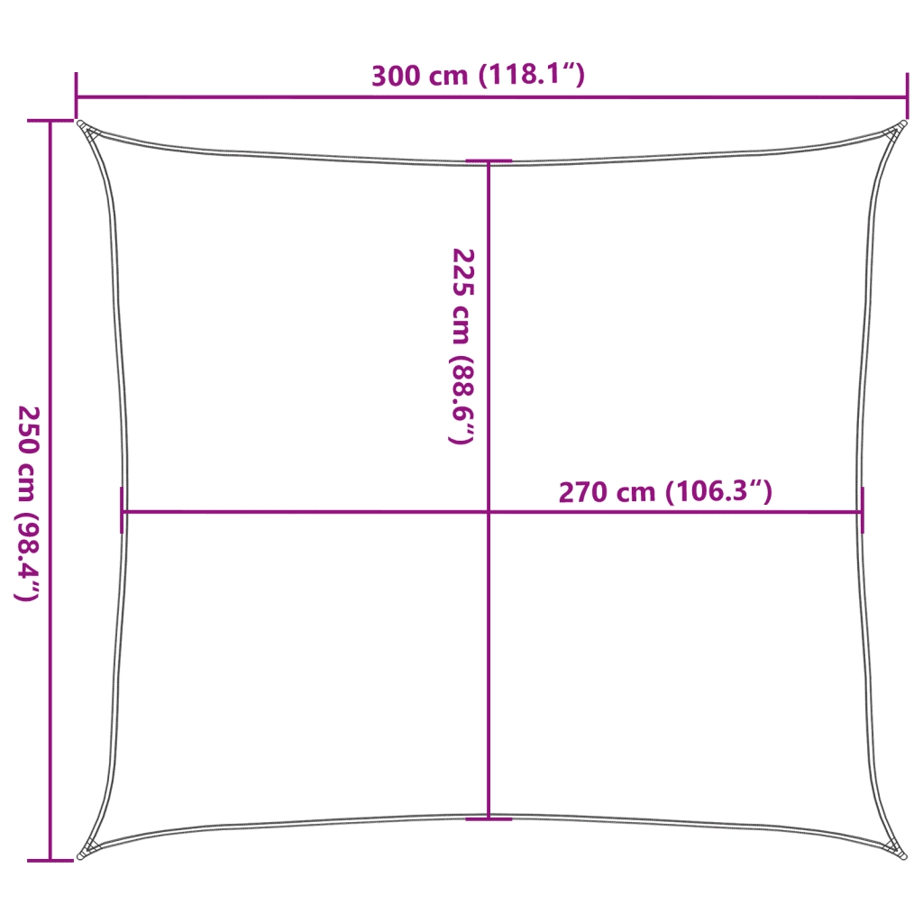 Vela Parasole 160 g/m² Nera 2,5x3 m in HDPE 311727