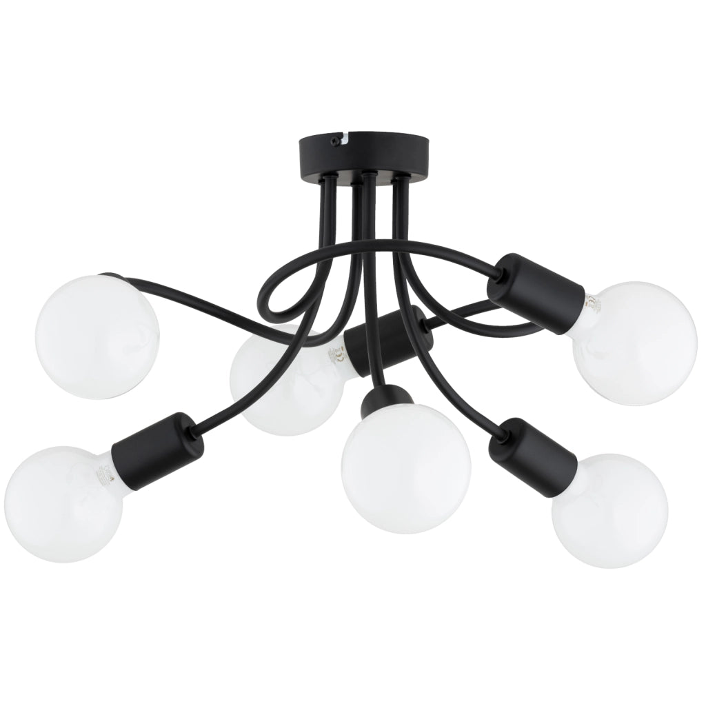 Plafoniera moderna nera bracci intrecciati 6xE27 HITO Alfa