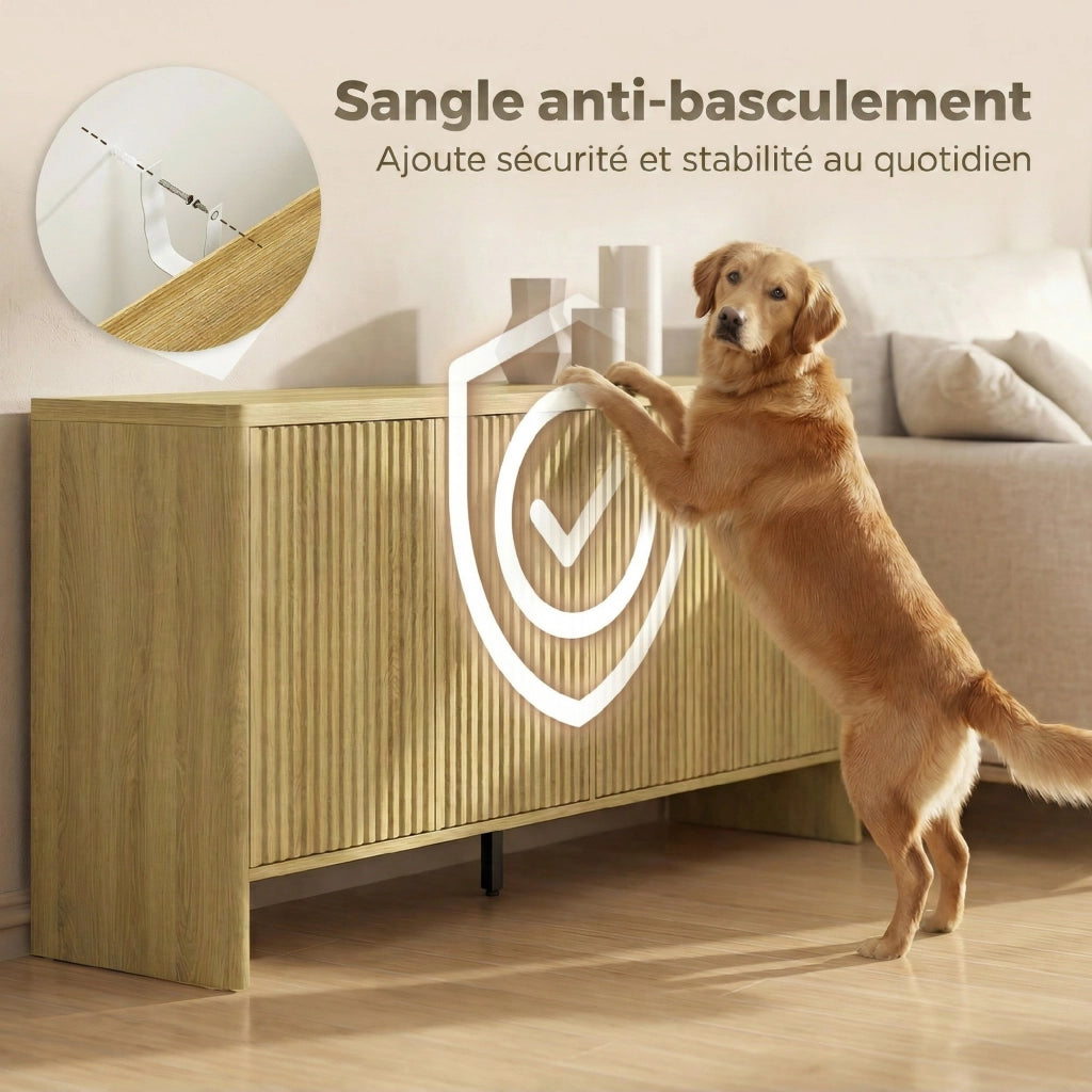 Credenza con 4 ante ¨C Minimal ¨C quercia 147x40x77
