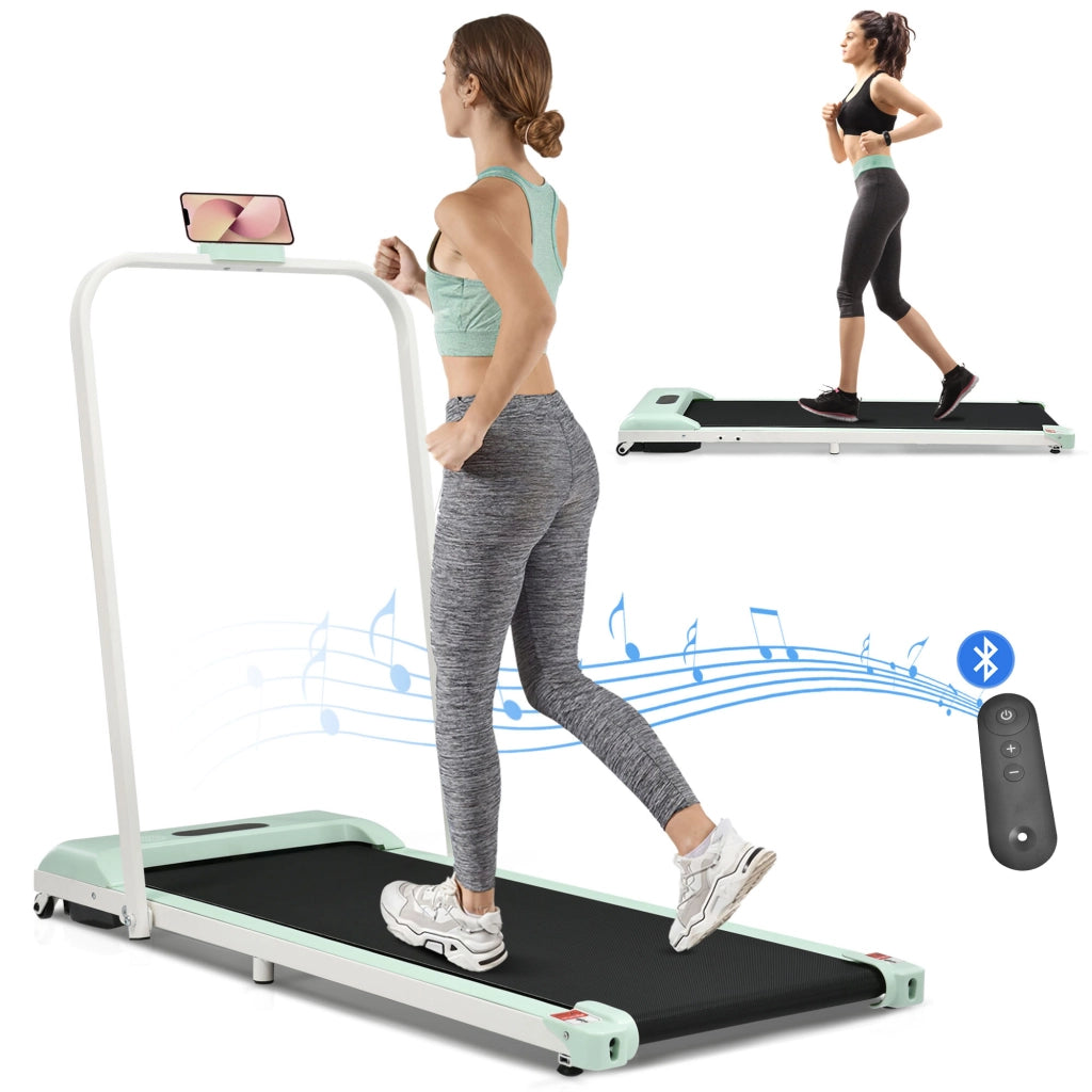 Tapis Roulant 2 in 1 Verde 1-6 km/h con Bluetooth, Display LED, Telecomando e Portata 90 kg