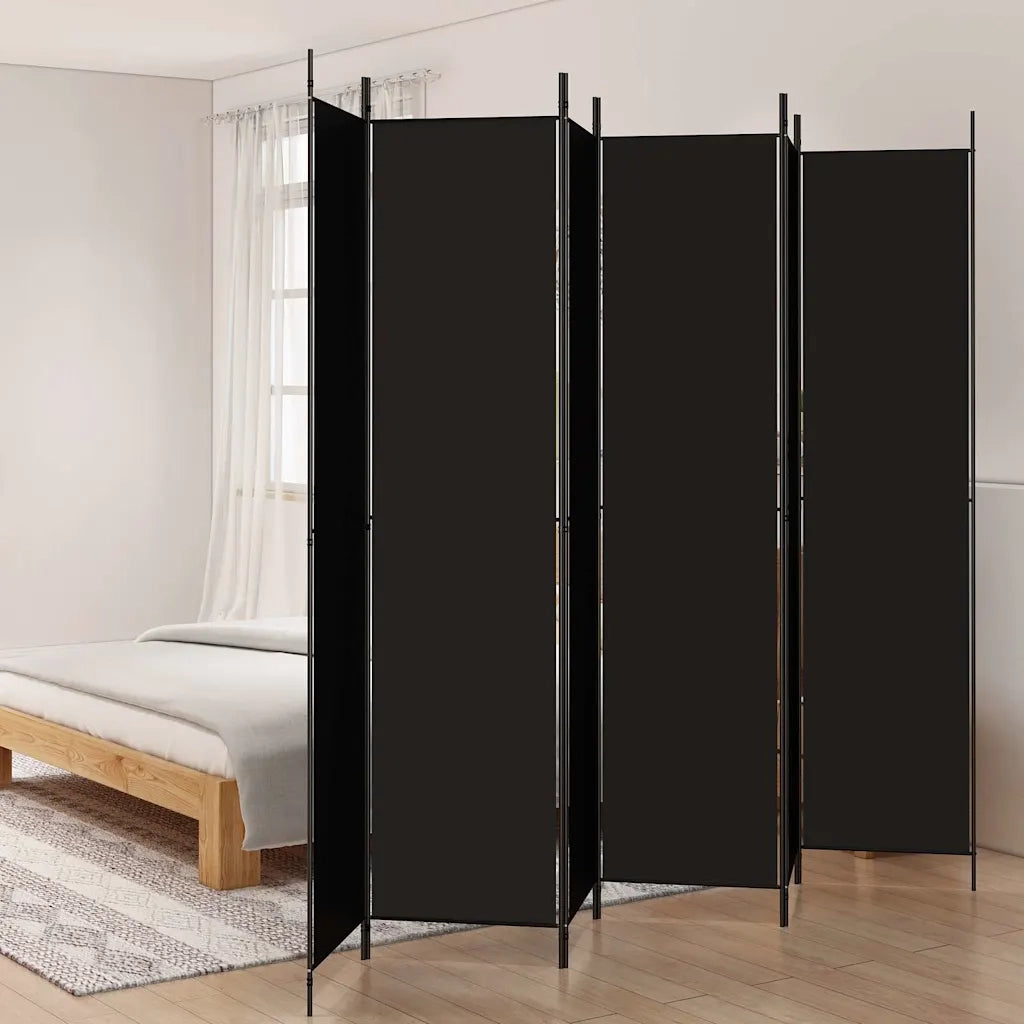 Divisorio Ambienti | Divider per stanze | Paravento a 6 Pannelli Nero 300x220 cm in Tessuto