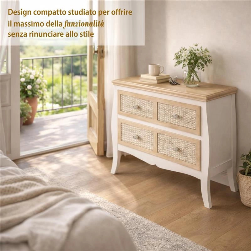 CHARM MOBILETTO CON 4 CASSETTI 77X40X78H CM COLORE BIANCO E CREMA